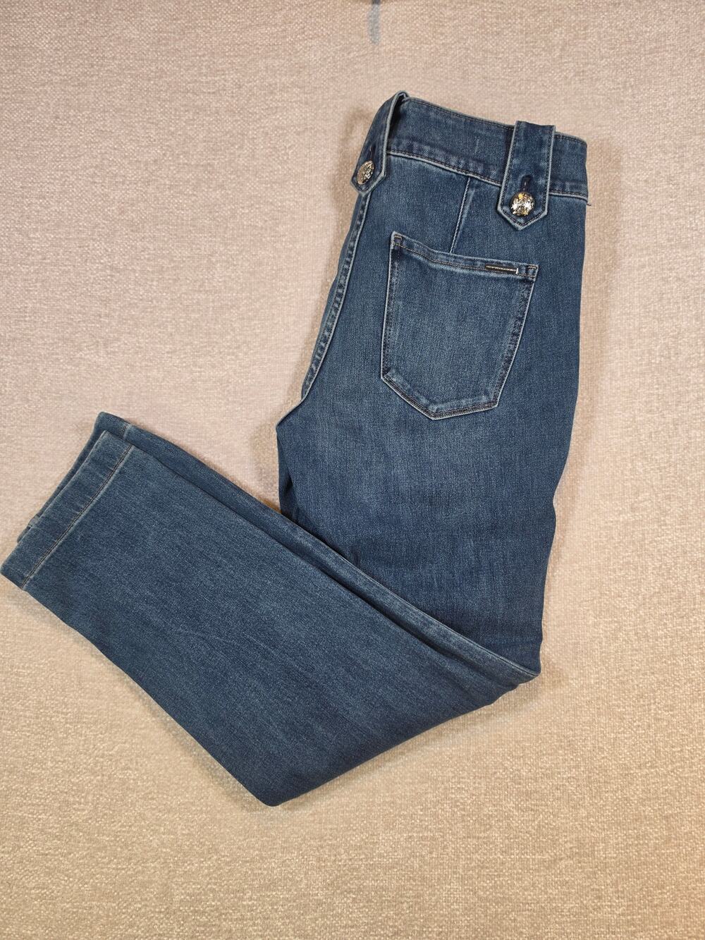 White House Black Market Sailor Jeans Flare High Rise Button Ankle Women Sz 4